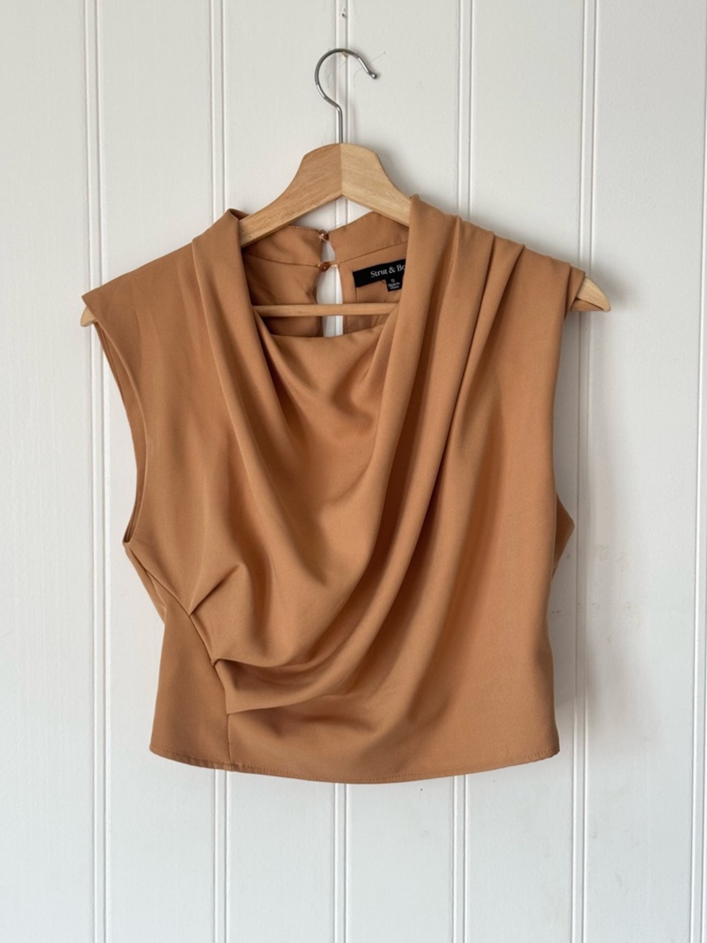 Strut & Bolt Camel Draped Cowl Neck Sleeveless Top Size S